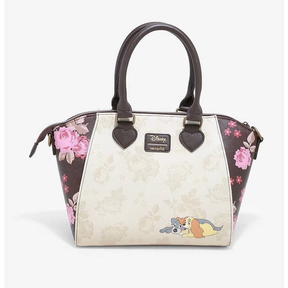 LOUNGEFLY DISNEY LADY & THE TRAMP FLORAL SATCHEL - Picture 3 of 4